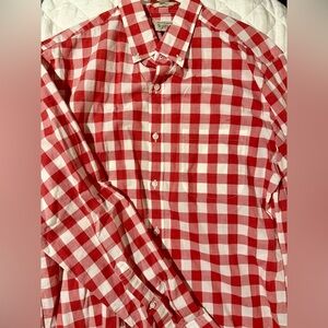 J. Crew Red and White Plaid Men's Shirt